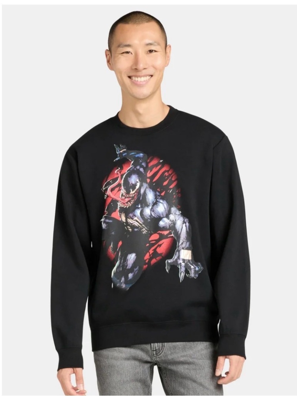 Marvel Black Venom Illustration Crewneck Sweatshirt size M